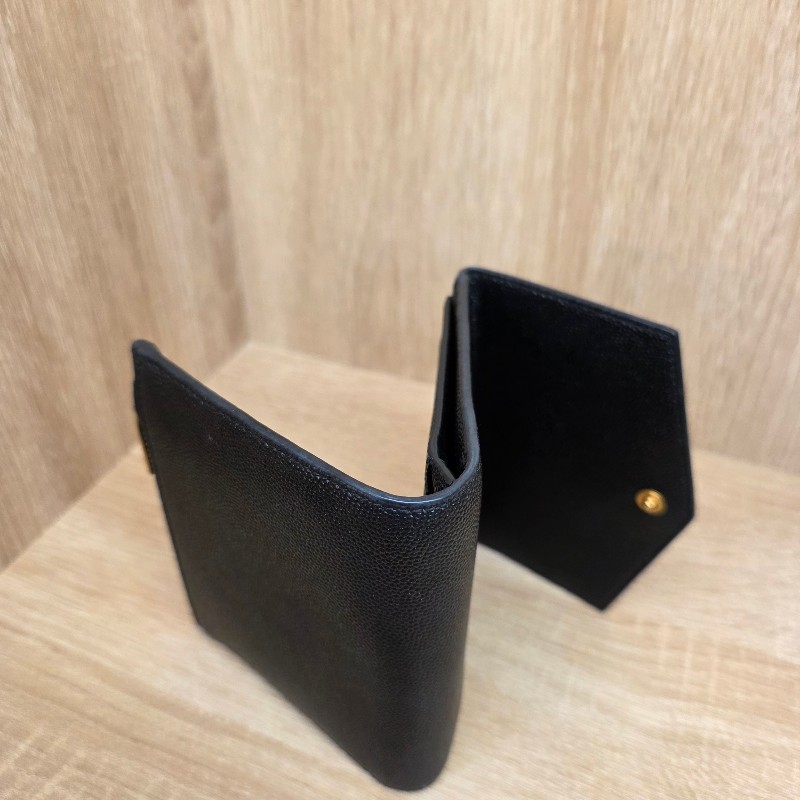 [ 甜價出！😍] YSL 黑粒面牛皮金釦UpTown短夾-6