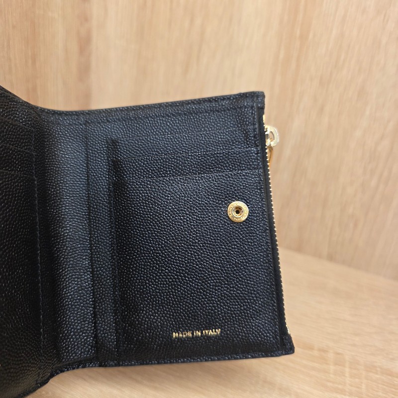 [ 甜價出！😍] YSL 黑粒面牛皮金釦UpTown短夾-7