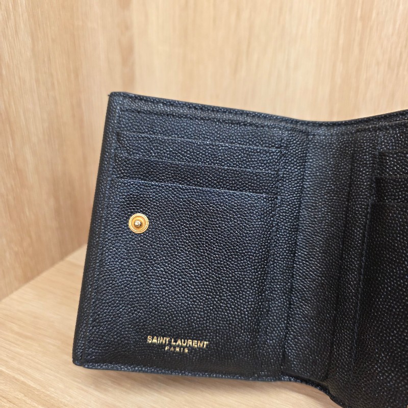 [ 甜價出！😍] YSL 黑粒面牛皮金釦UpTown短夾-9