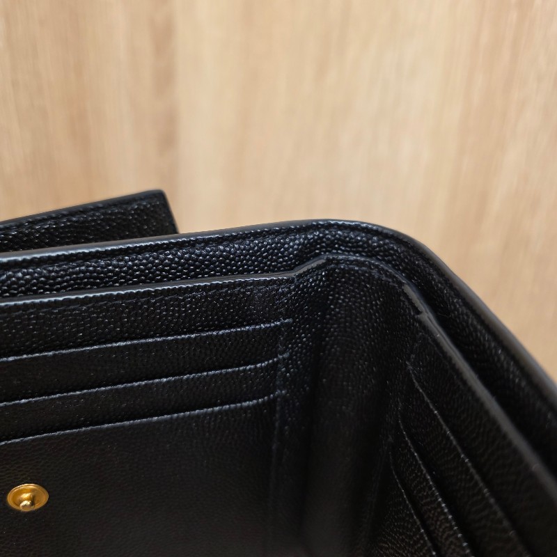 [ 甜價出！😍] YSL 黑粒面牛皮金釦UpTown短夾-10