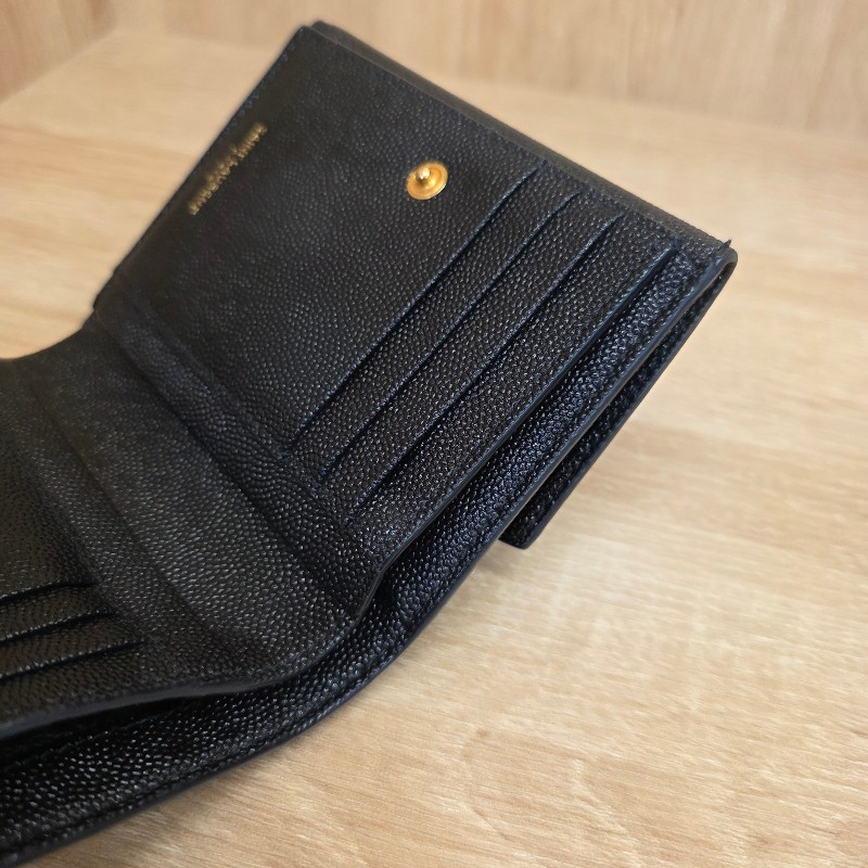[ 甜價出！😍] YSL 黑粒面牛皮金釦UpTown短夾-18