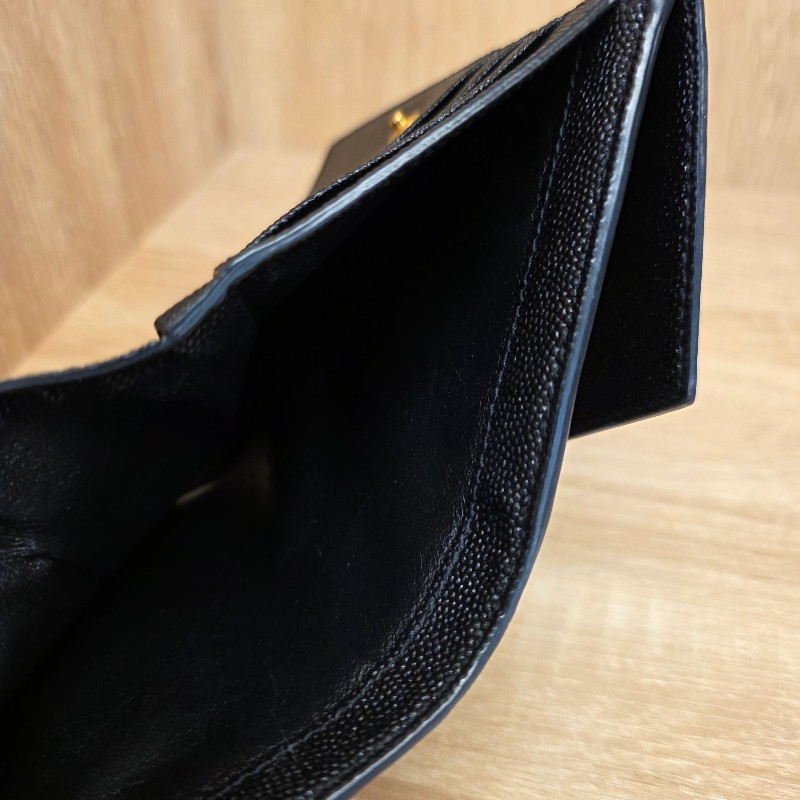 [ 甜價出！😍] YSL 黑粒面牛皮金釦UpTown短夾-21