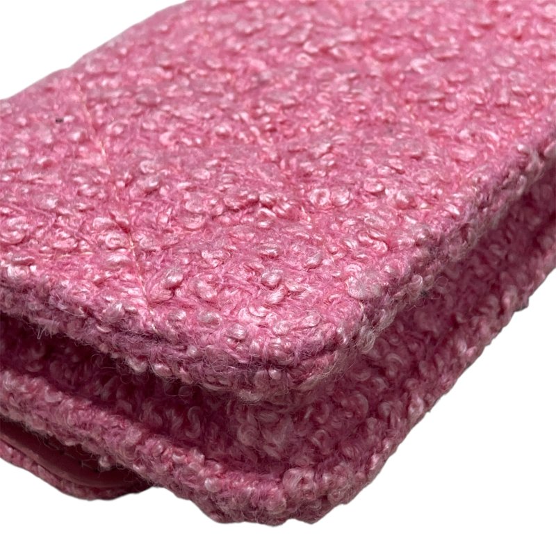 CHANEL 香奈兒 TWEED QUILTED FLAP CHAIN WAIST BAG 迷你腰包 粉紅色 粗花呢 淺金釦-9