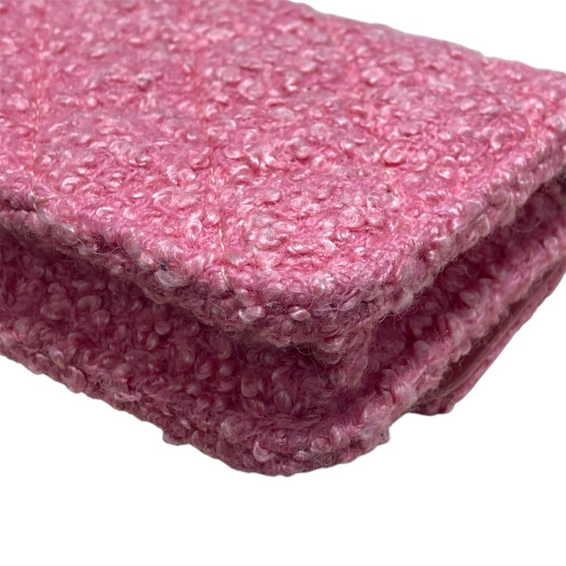 CHANEL 香奈兒 TWEED QUILTED FLAP CHAIN WAIST BAG 迷你腰包 粉紅色 粗花呢 淺金釦-10