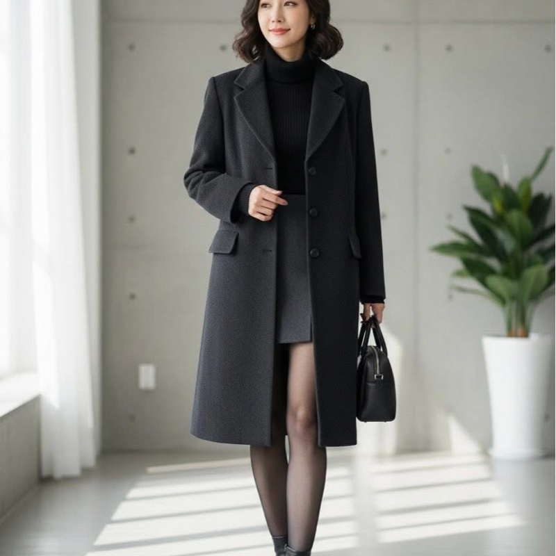 BURBERRY 長版毛料口袋大衣 鐵灰色-0