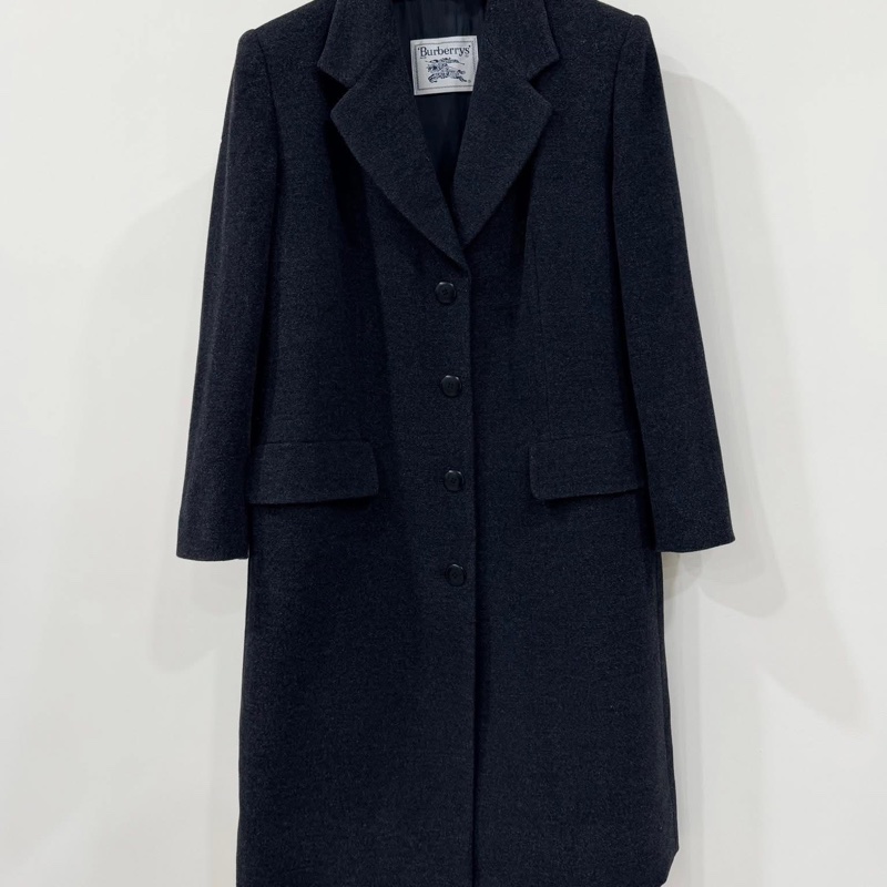 BURBERRY 長版毛料口袋大衣 鐵灰色-1