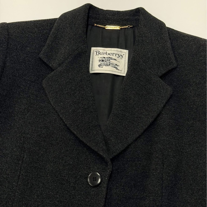 BURBERRY 長版毛料口袋大衣 鐵灰色-3