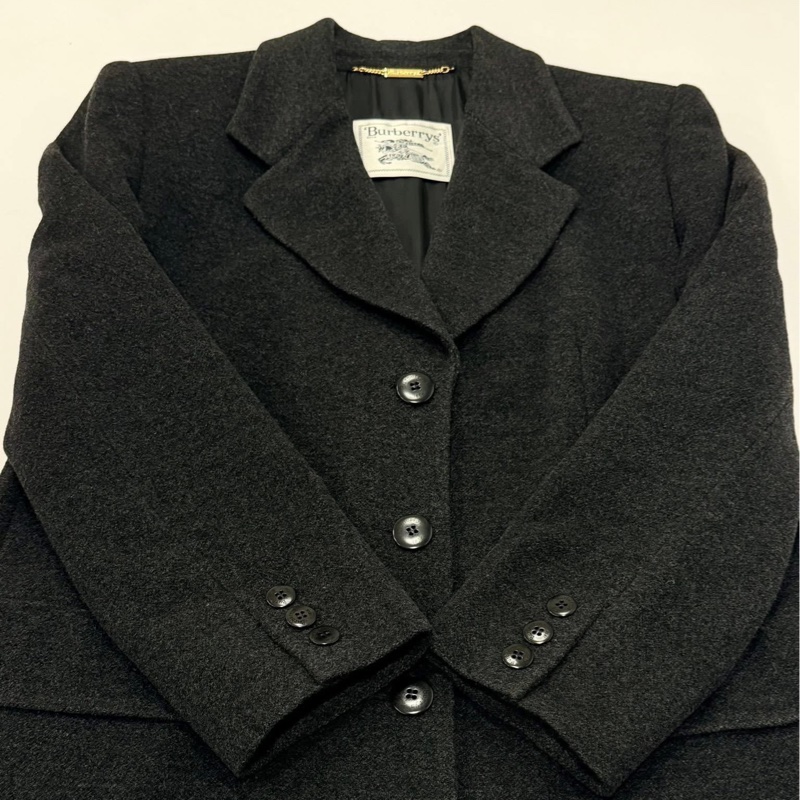BURBERRY 長版毛料口袋大衣 鐵灰色-4