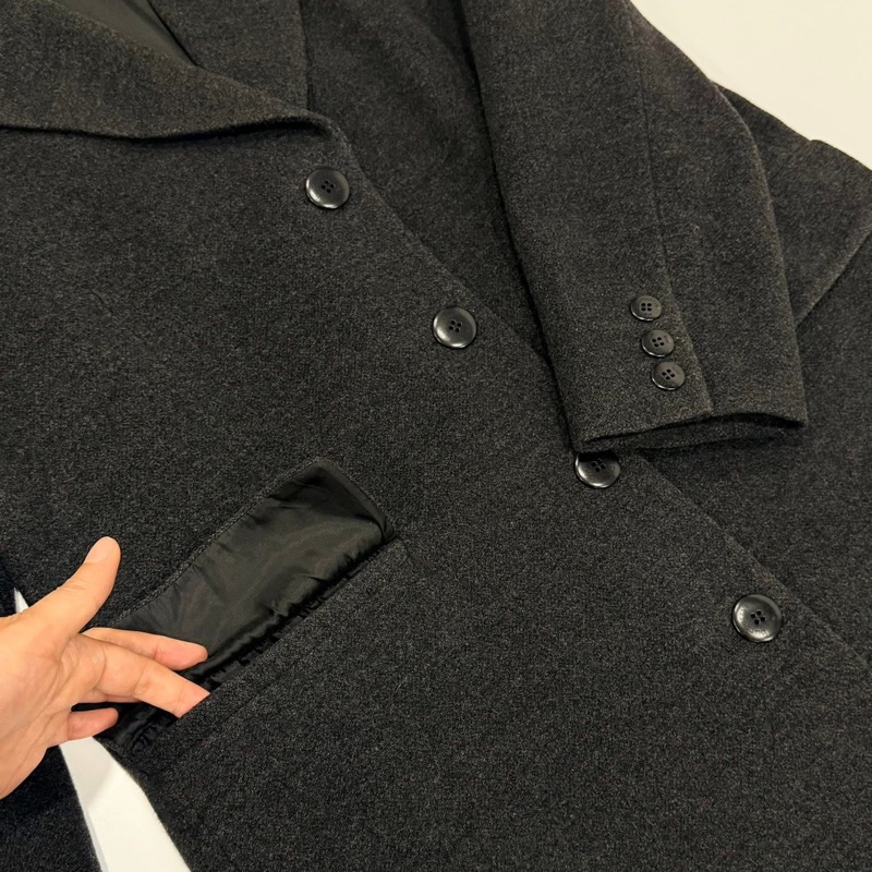 BURBERRY 長版毛料口袋大衣 鐵灰色-6