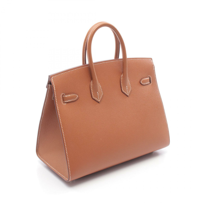 愛馬仕 Birkin 25 Sellier 手提包,Epsom 皮革,棕色金色,二手,女士,帶五金配件。-1