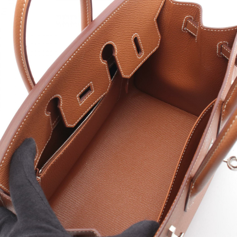愛馬仕 Birkin 25 Sellier 手提包,Epsom 皮革,棕色金色,二手,女士,帶五金配件。-2