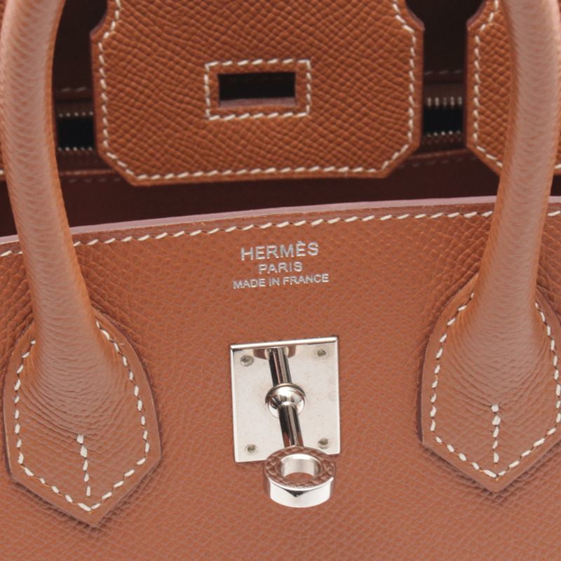 愛馬仕 Birkin 25 Sellier 手提包,Epsom 皮革,棕色金色,二手,女士,帶五金配件。-3