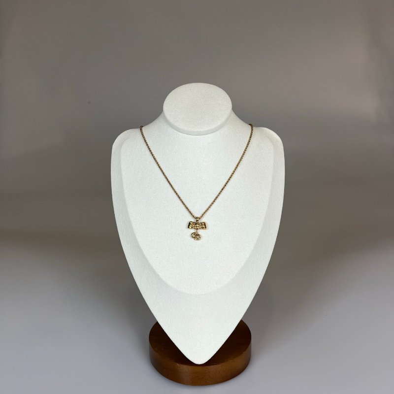 DIOR金色小CD蝴蝶結項鍊-0