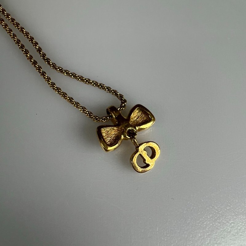 DIOR金色小CD蝴蝶結項鍊-2