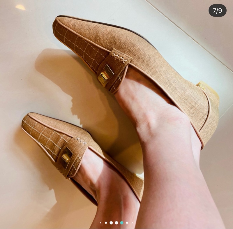 二手正品香奈兒 Chanel格菱紋樂福鞋/套裝搭配鞋~繁花的穿搭風格 vintage(看圖看內文)-2