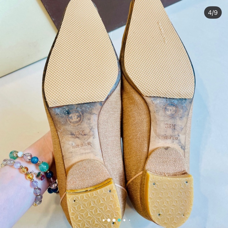 二手正品香奈兒 Chanel格菱紋樂福鞋/套裝搭配鞋~繁花的穿搭風格 vintage(看圖看內文)-5