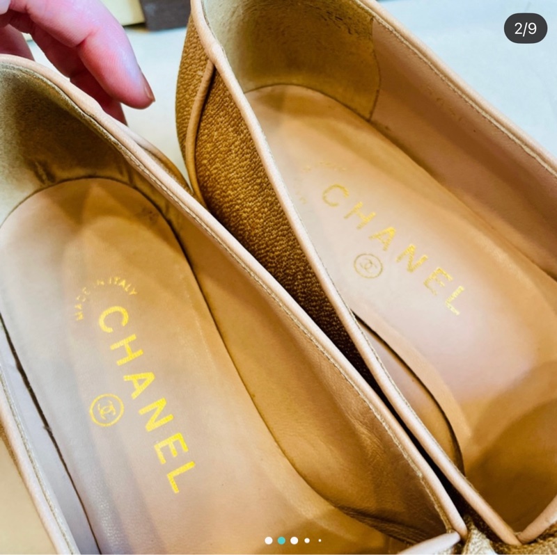 二手正品香奈兒 Chanel格菱紋樂福鞋/套裝搭配鞋~繁花的穿搭風格 vintage(看圖看內文)-7