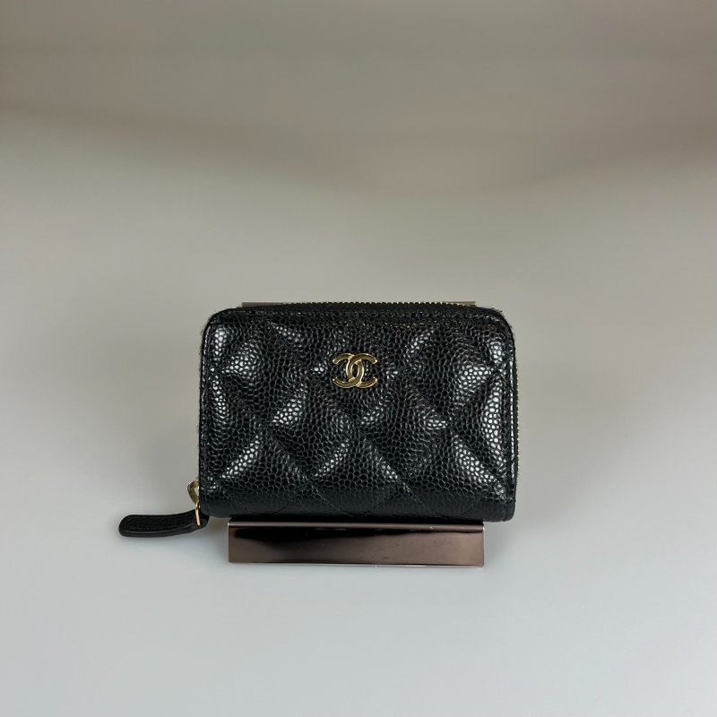 CHANEL CFㄇ拉零錢包荔枝黑 晶片款-0