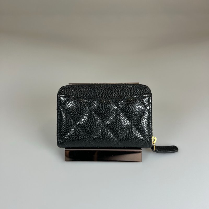 CHANEL CFㄇ拉零錢包荔枝黑 晶片款-1