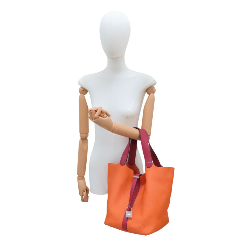 橘色 Taurillon牛皮 Picotin Lock 26 手提包 X刻 銀釦【HERMES 愛馬仕】-7