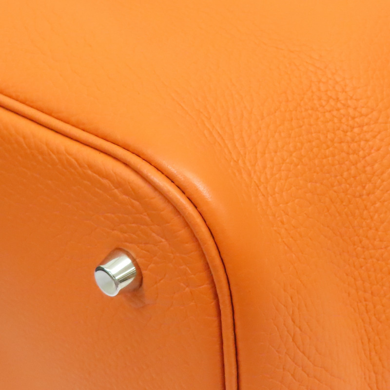 橘色 Taurillon牛皮 Picotin Lock 26 手提包 X刻 銀釦【HERMES 愛馬仕】-9