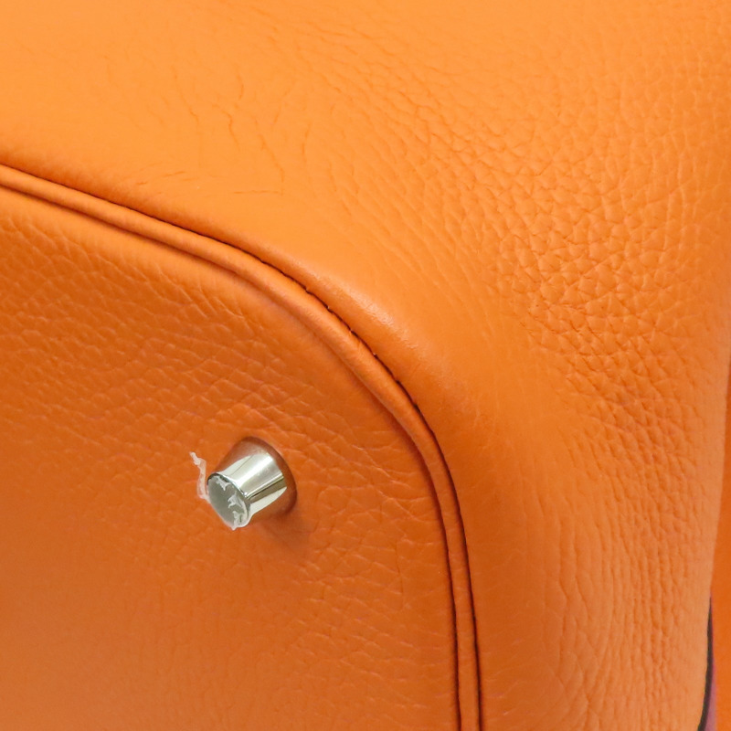 橘色 Taurillon牛皮 Picotin Lock 26 手提包 X刻 銀釦【HERMES 愛馬仕】-11