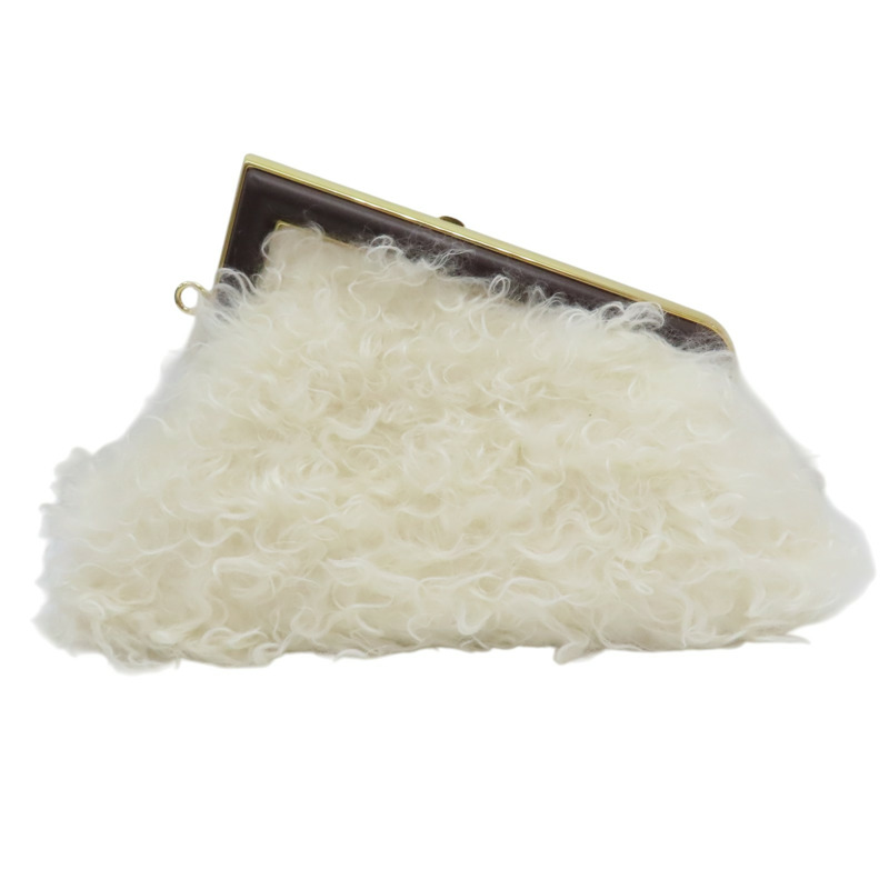 白色 毛絨 First 肩背包【FENDI 芬迪】 8BP129-1