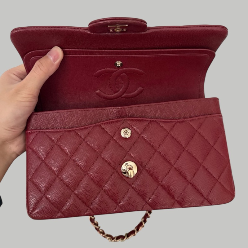 Chanel Caviar  CF23 酒紅色-6