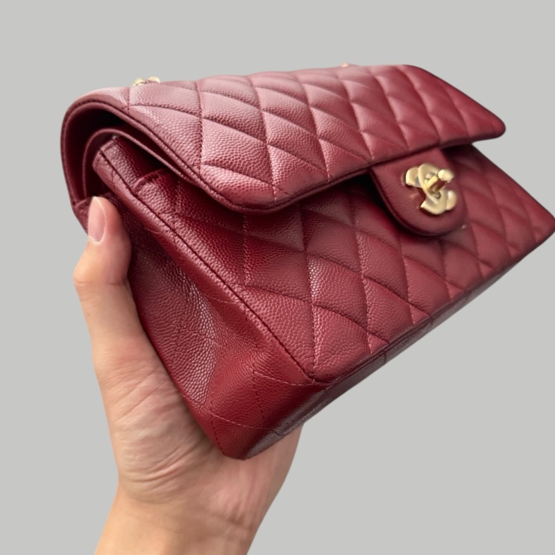 Chanel Caviar  CF23 酒紅色-8