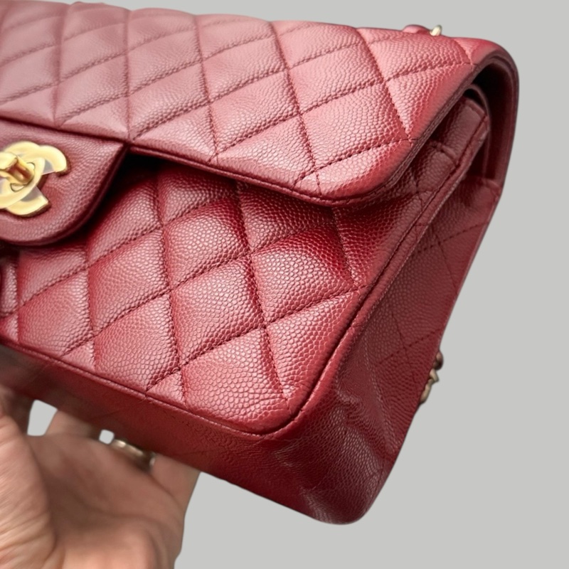 Chanel Caviar  CF23 酒紅色-9