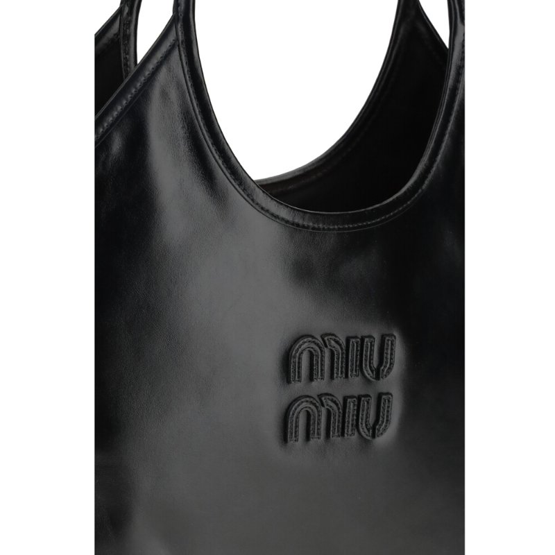 【MIU MIU】Ivy 側面加厚 皮革 手袋 托特包 肩背包 全黑色 5BG311-2