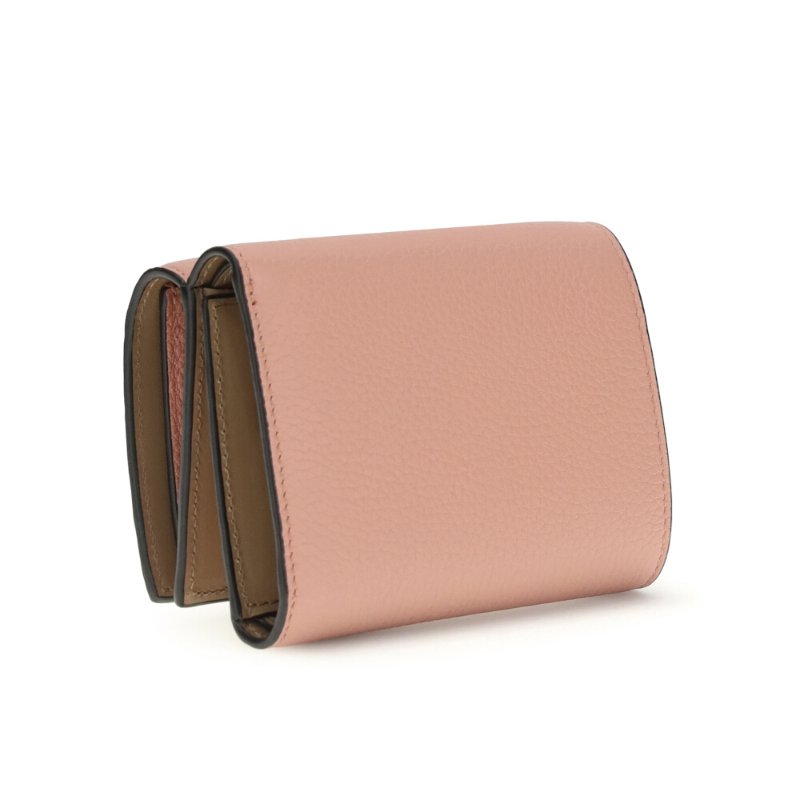 【LOEWE 羅威】Trifold 柔軟粒面小牛皮 三褶 皮夾 中夾 短夾 皮夾 胭脂色 桃花心木色-2