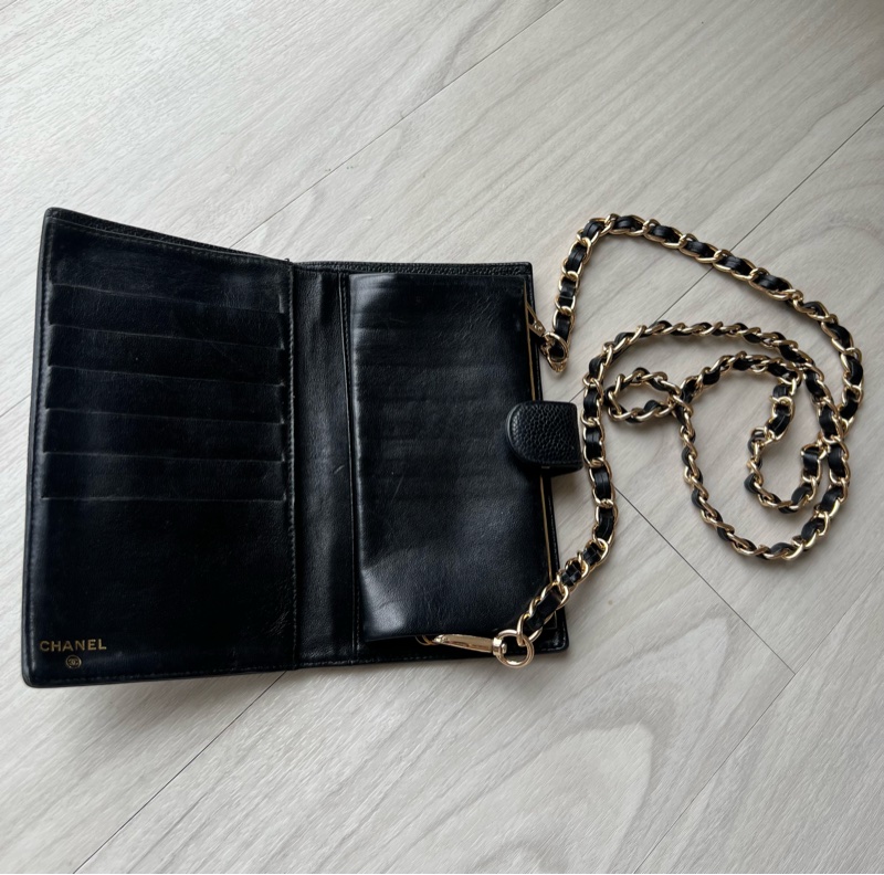 Vintage 中古 Chanel 魚子醬 長夾 WOC-7