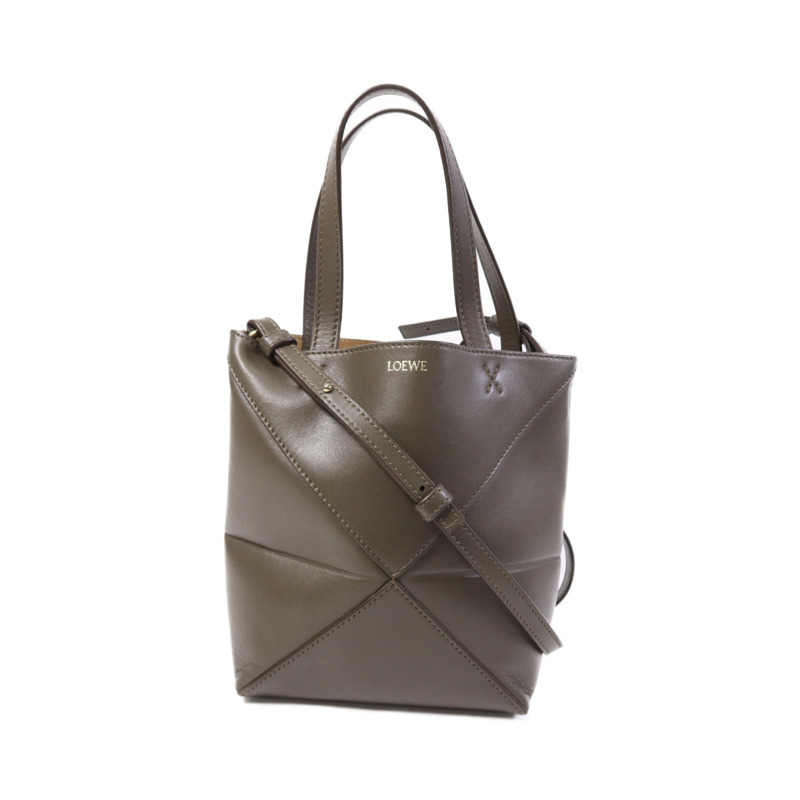 LOEWE 牛皮皮革Mini Puzele Fold Tote金扣手挽肩背兩用袋-0