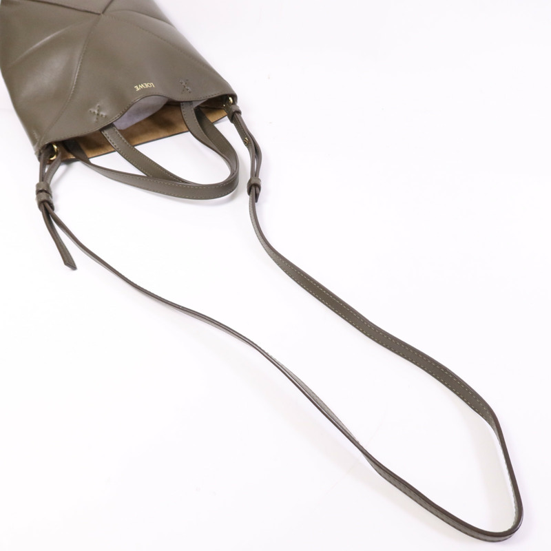 LOEWE 牛皮皮革Mini Puzele Fold Tote金扣手挽肩背兩用袋-8