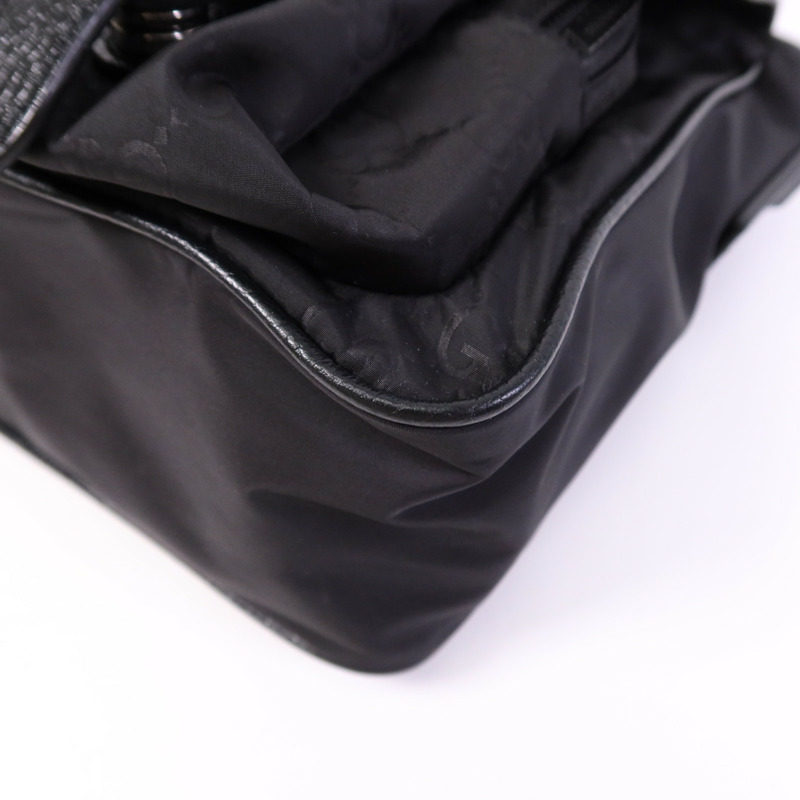 GUCCI 尼龍Shoulder Bag銀扣肩背袋-4