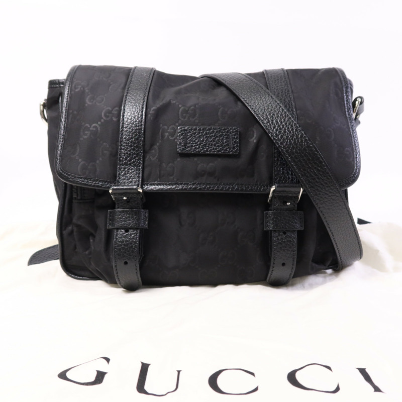GUCCI 尼龍Shoulder Bag銀扣肩背袋-15