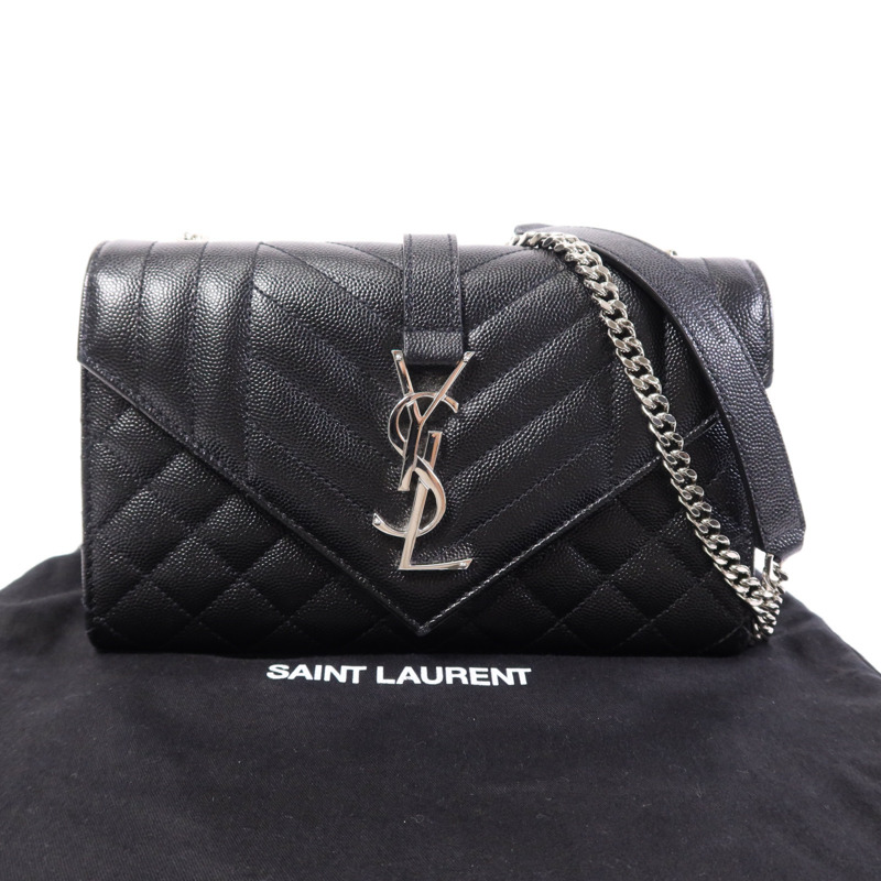 YVES SAINT LAURENT 牛皮皮革Envelope Small金扣鏈帶肩背袋-15