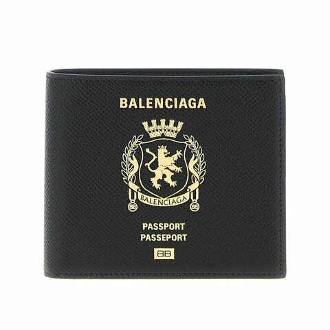 【Balenciaga 巴黎世家】Passport Square 皮革 卡夾 皮夾 短夾 黑色 8463312AB4Y1000