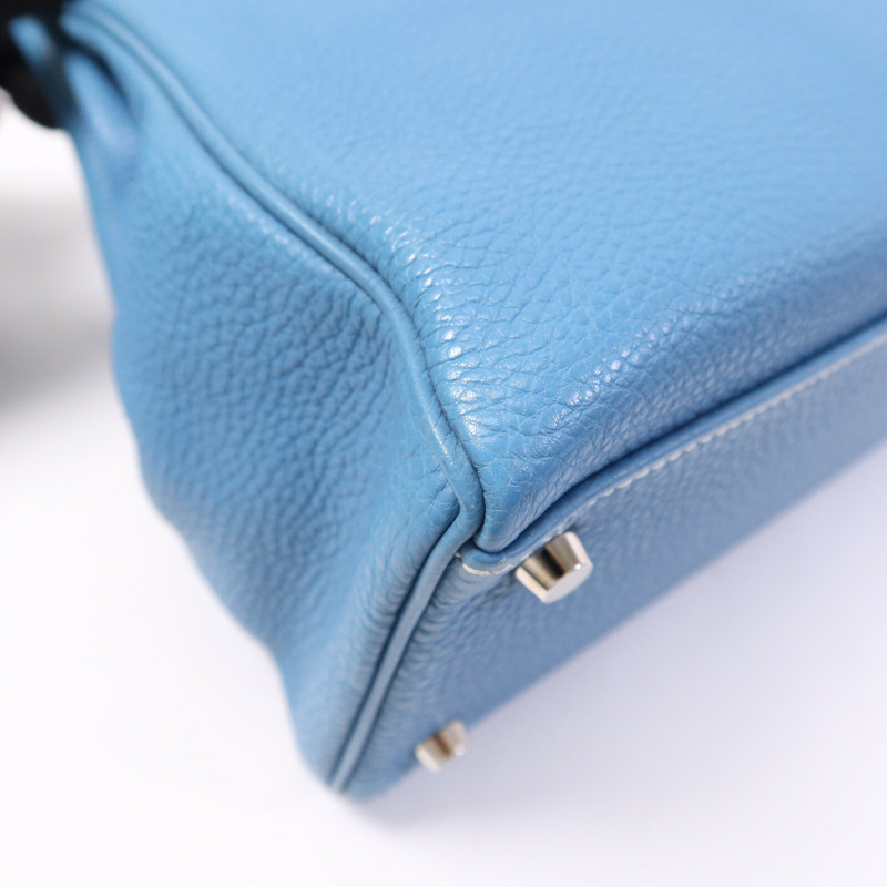 HERMES Togo皮革Kelly 32銀扣手挽肩背兩用袋Blue Jean-10