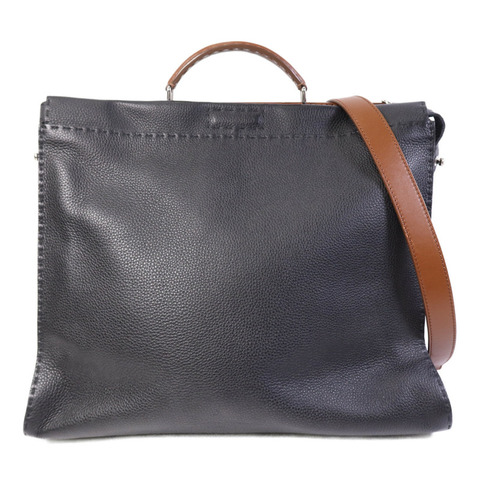 FENDI 牛皮皮革Peekaboo Large銀扣手挽肩背兩用袋