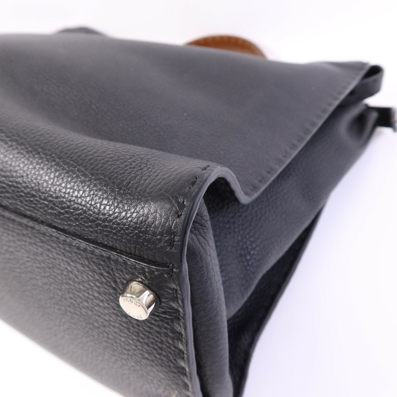 FENDI 牛皮皮革Peekaboo Large銀扣手挽肩背兩用袋-10