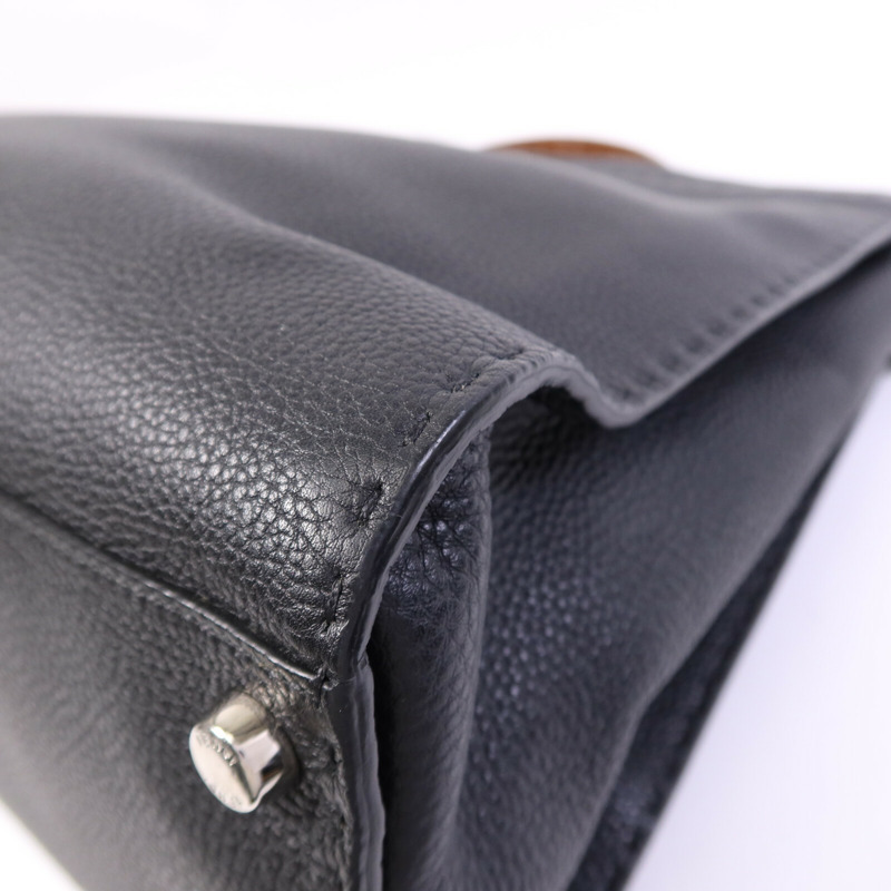 FENDI 牛皮皮革Peekaboo Large銀扣手挽肩背兩用袋-12