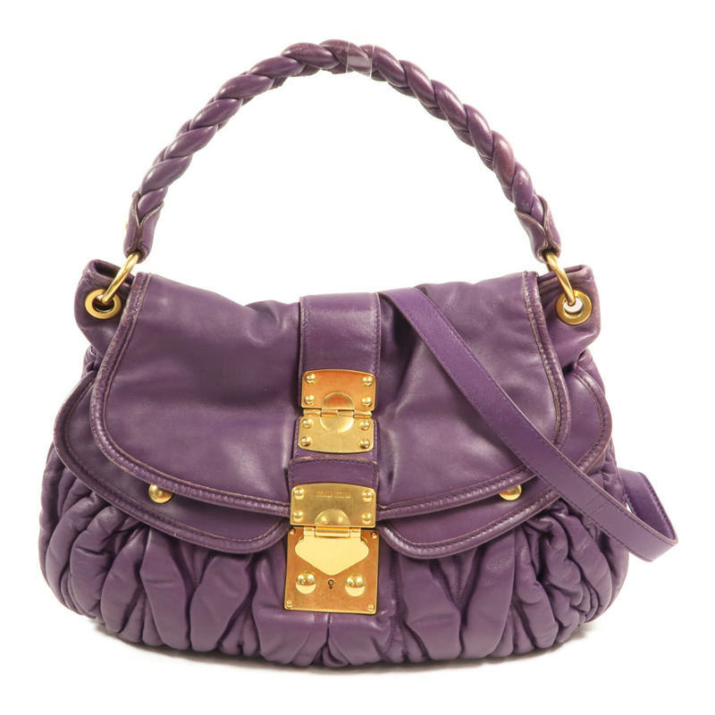 Miu Miu 羊皮皮革Shoulder Bag金扣手挽肩背兩用袋-0