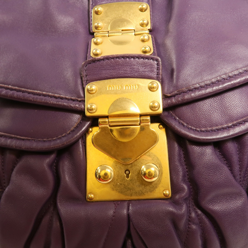 Miu Miu 羊皮皮革Shoulder Bag金扣手挽肩背兩用袋-9