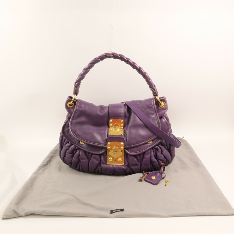Miu Miu 羊皮皮革Shoulder Bag金扣手挽肩背兩用袋-11