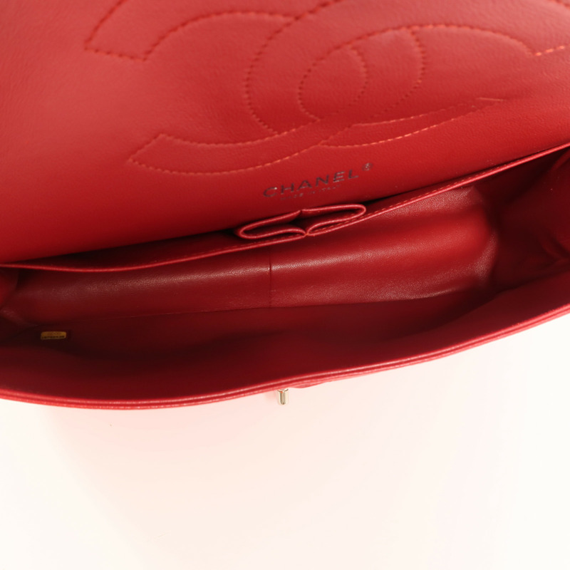 CHANEL 牛皮皮革Large Classic銀扣鏈帶肩背袋-4