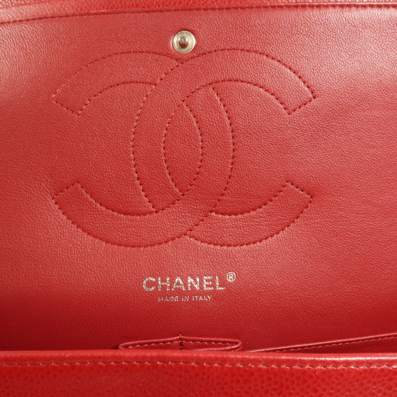 CHANEL 牛皮皮革Large Classic銀扣鏈帶肩背袋-5