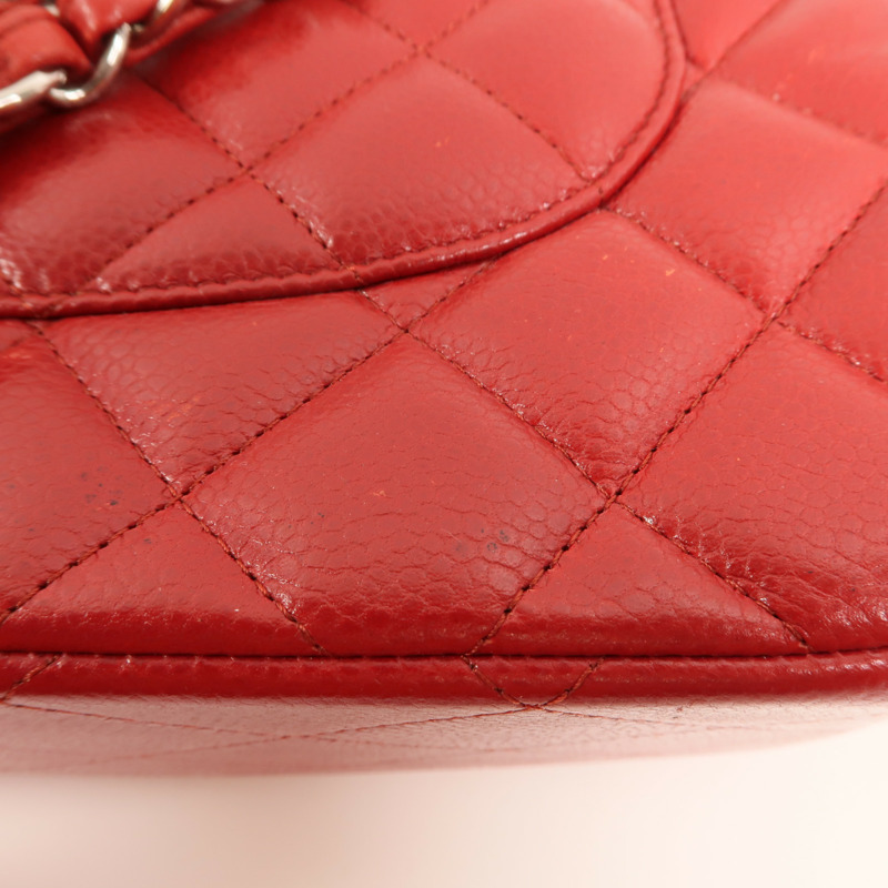 CHANEL 牛皮皮革Large Classic銀扣鏈帶肩背袋-17