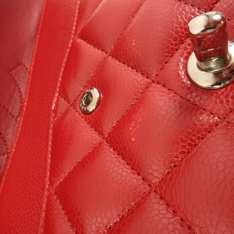 CHANEL 牛皮皮革Large Classic銀扣鏈帶肩背袋-18